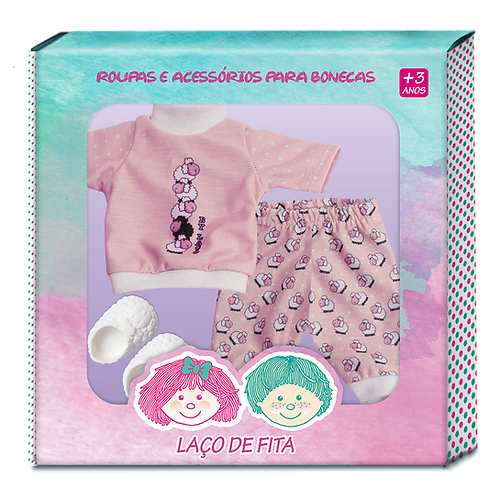 Kit Roupa De Boneca Para Baby Alive - Pijama Ovelhinha Rosa - Laco