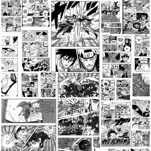 Papel De Parede Adesivo Mangá Naruto vs Sasuke Anime