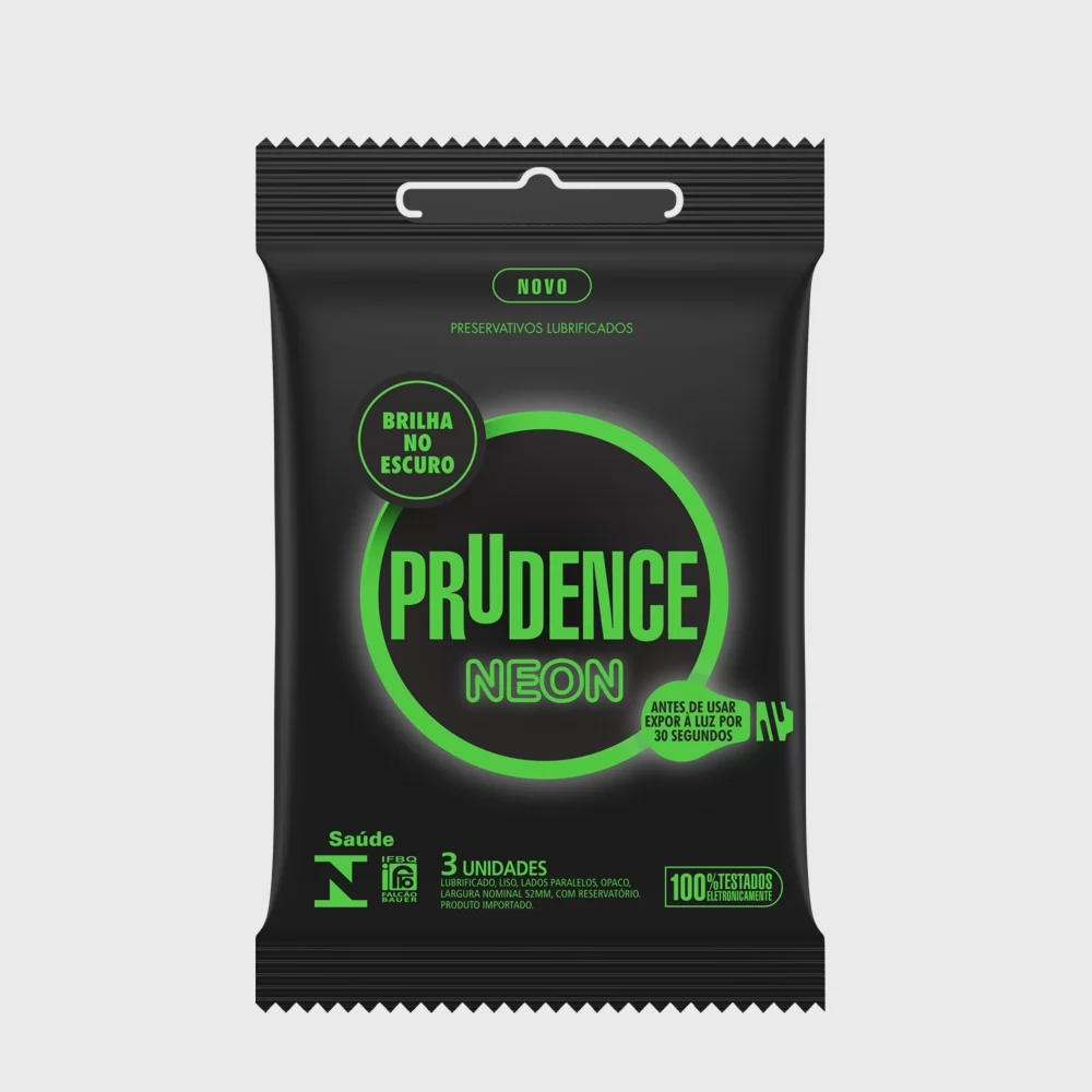 Preservativo Prudence Neon Com 3 Unidades