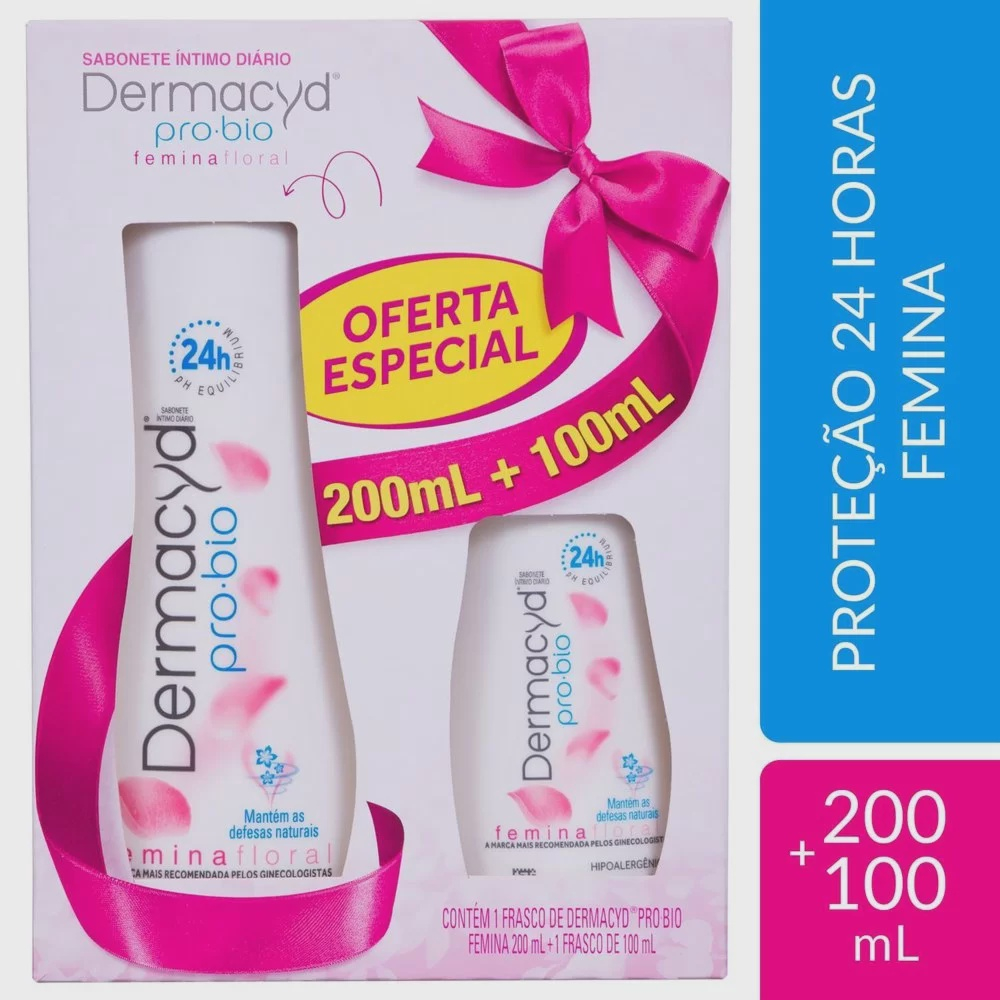 Kit Sabonete Íntimo Dermacyd Femina 24h 200ml + 100ml - Portinari ...