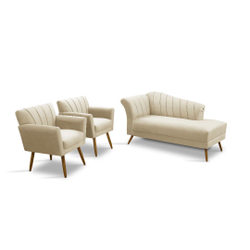 Conjunto Recamier Sofá Divã Para Decoração Salão Noivas Sala Recepção Clinica + 02 Poltronas Iza - Sued Bege Menor preço em Conjunto Recamier Sofá Divã Para Decoração Salão Noivas Sala Recepção Clinica + 02 Poltronas Iza - Sued Bege
