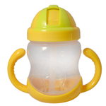Chaleira de criança com cabo amarelo tampa transparente garrafa corpo