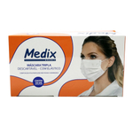 Máscara Tripla Descartável Com Elástico Anvisa Caixa 50 Unid Medix