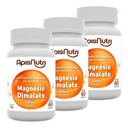 Kit 3 Magnésio Dimalato Lair Ribeiro 260mg 60 Cáps Apisnutri No Shoptime