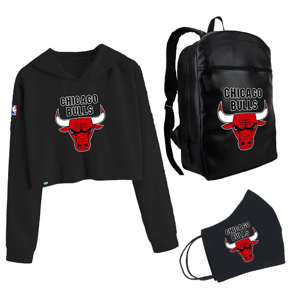 chicago bulls cropped moletom com capuz