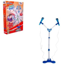 Microfone duplo infantil rock boy com pedestal som E luz azul menino karaoke conecta MP3 é boa?