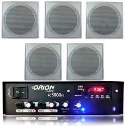 Kit Som Ambiente 300w Bluetooth + 5 Caixas P/gesso Brancas Menor preço em Kit Som Ambiente 300w Bluetooth + 5 Caixas P/gesso Brancas