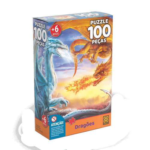 Jogo Quebra Cabeca Puzzle 100 Pecas Dragoes + 6 Anos Grow em