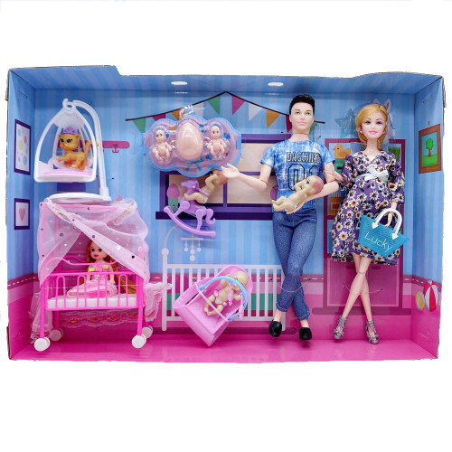 Boneca Barbie Grávida E Família Carrinho E Papai Mamãe Filho