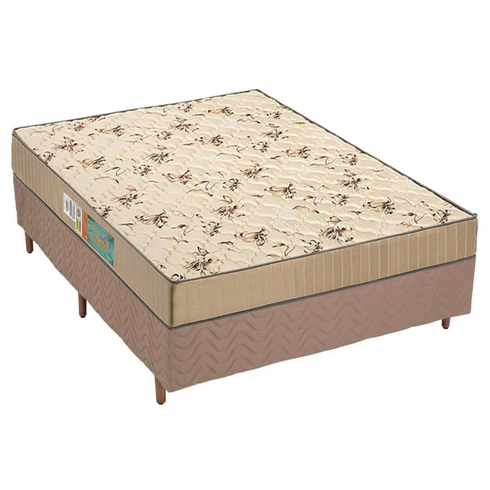 Cama Box Casal Colchão Espuma D45 Polar Pérola Clean Base crc Rústico Clean 138x188 no Shoptime