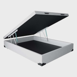 Base para Cama Box Casal Premium com Baú (45x138x188) Corino Branca Menor preço em Base para Cama Box Casal Premium com Baú (45x138x188) Corino Branca
