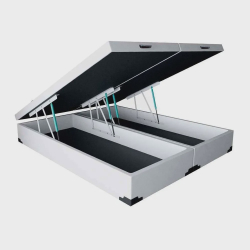 Base para Cama Box Queen Premium com Baú (45x158x198) Corino Branca Menor preço em Base para Cama Box Queen Premium com Baú (45x158x198) Corino Branca