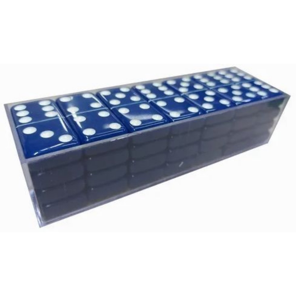 Jogo De Dominó - Estojo Azul Com 28 Peças - Dominoes - Brinquedos