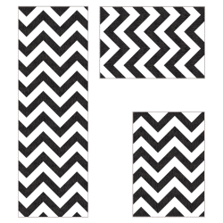 Jogo de Tapetes para Cozinha Saturs 3 Peças - Chevron Preto Menor preço em Jogo de Tapetes para Cozinha Saturs 3 Peças - Chevron Preto