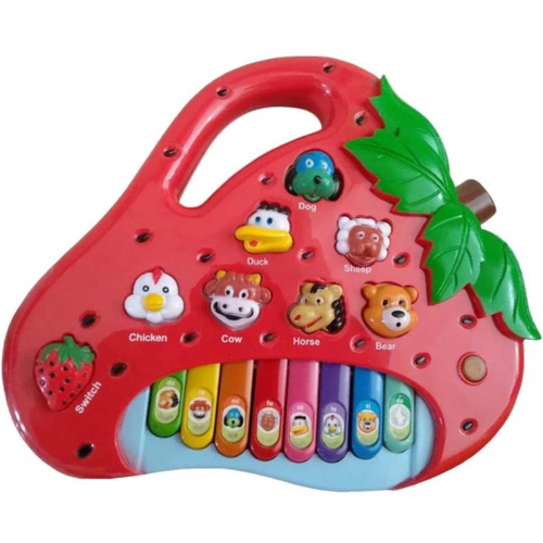 Piano Bebe Brinquedo Infantil Musical Baby Pianinho Fazendinha Vaquinha  Branca