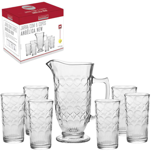 Jogo Copos com Jarra em Vidro Glassware 7 Peças Dagia