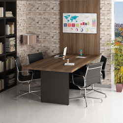 Mesa De Reunião Para Escritório Com Painel 2mx1m Tampo 40mm Menor preço em Mesa De Reunião Para Escritório Com Painel 2mx1m Tampo 40mm