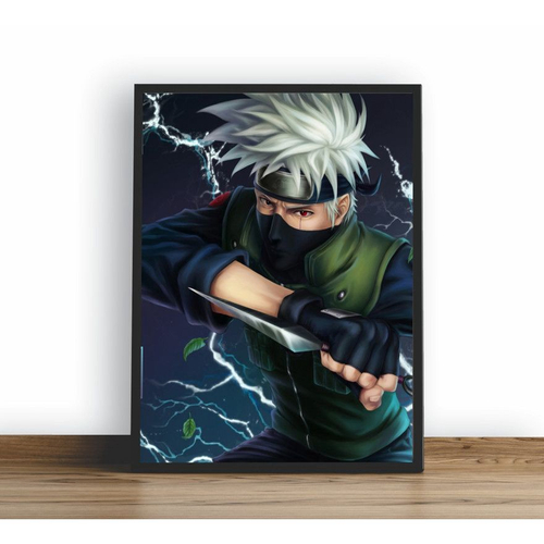 Quadro decorativo Kakashi Anime Naruto Arte Desenho para sala