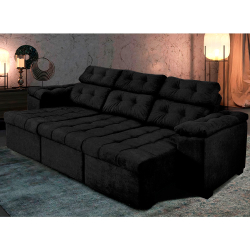 Sofá Itália 225cm Retrátil Reclinável Suede Preto – ws Menor preço em Sofá Itália 225cm Retrátil Reclinável Suede Preto – ws