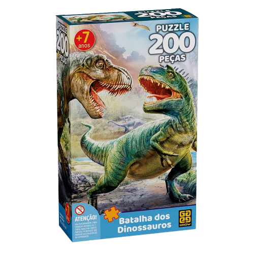 Quebra-Cabeça 200 Peças - Puzzle Batalha dos Dinossauros - Grow