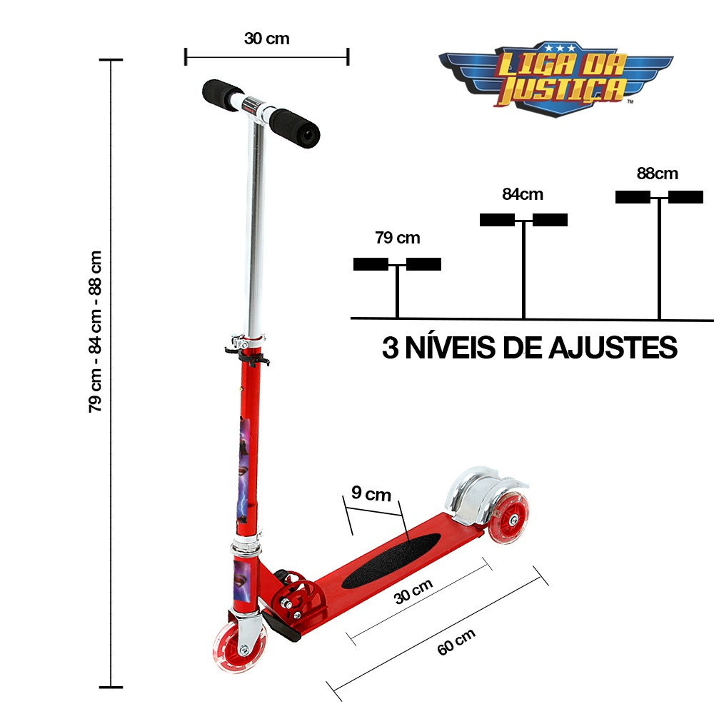 Patinete Scooter Superman dc Infantil Vermelho de Alumínio na ...