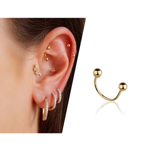 Piercing orelha helix par ouro 18 k e zirconia