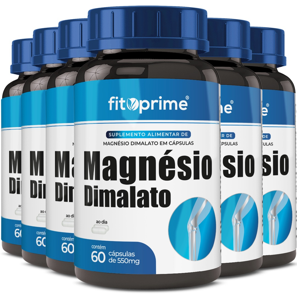 Kit 6 Magnésio Dimalato 60 Cápsulas Fitoprime No Shoptime