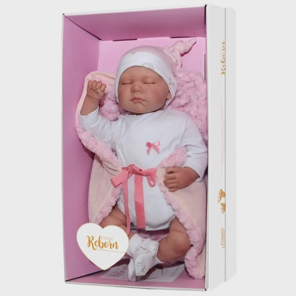 Bebê Reborn Olho Aberto Roupa Cinza, Baby Brink, Bege : .com