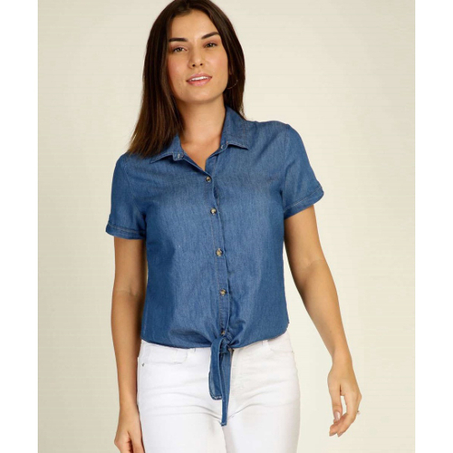 Camisa jeans feminina store zattini