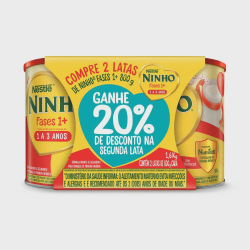 Fórmula infantil ninho fases 1 + 800G - 20% de desconto na 2ª lata Menor preço em Fórmula infantil ninho fases 1 + 800G - 20% de desconto na 2ª lata