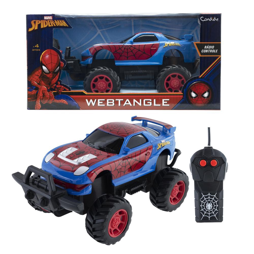 Carro de corrida de controle remoto Candide Web Tangle Homem-Aranha  vermelho/azul