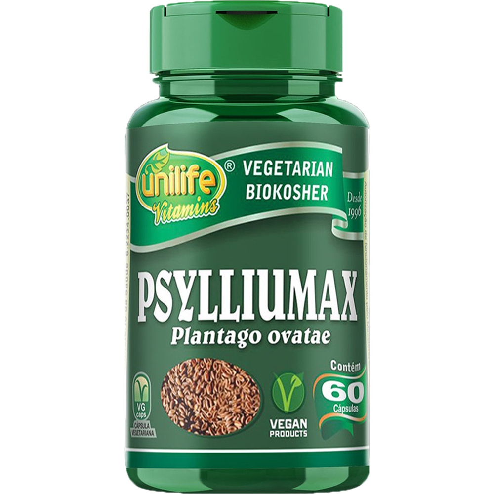 Psylliumax - Psyllium Fibra - 60 Cápsulas 550mg - Unilife Vitamins ...