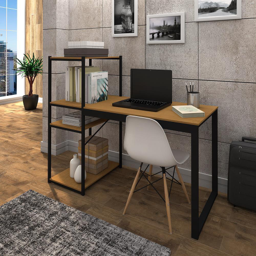 Mesa Escrivaninha Home Office Hanover Mdf Aço 4 Prateleiras em Promoção na  Americanas