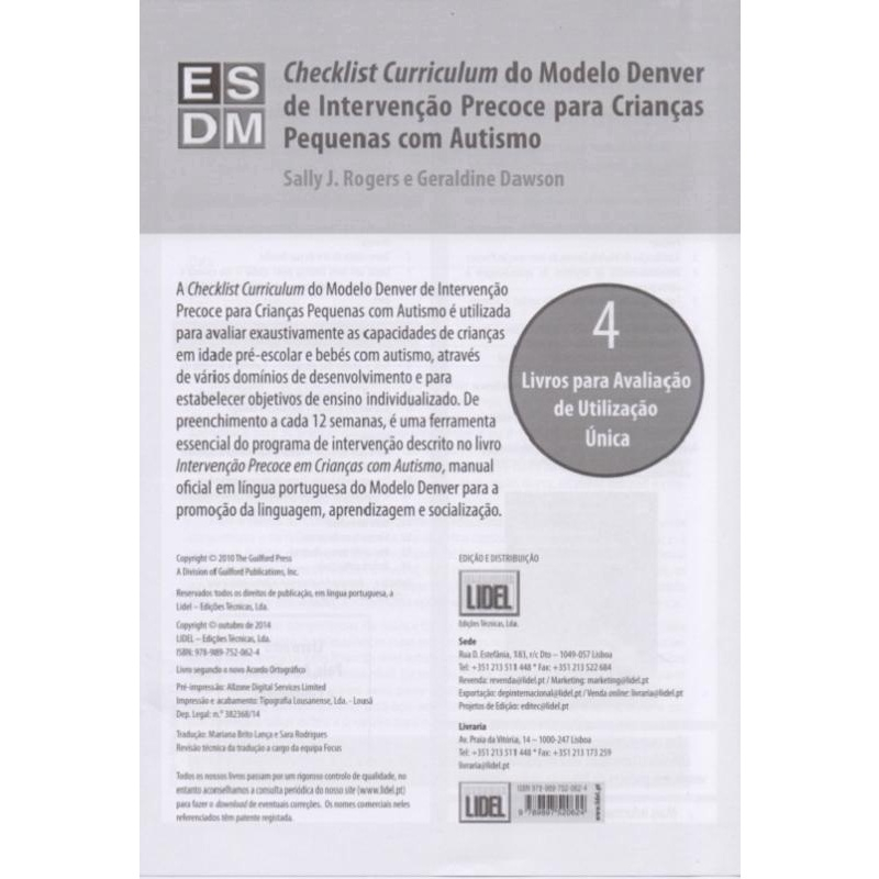 Checklist Curriculum do Modelo Denver de Intervenção Precoce Para Crianças  Pequenas Com Autismo em Promoção na Americanas