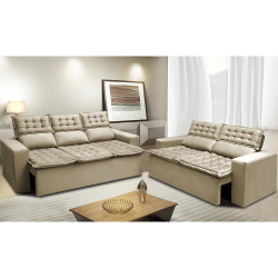 Conjunto de Sofá 3 e 2 Lugares Retrátil e Reclinável Cama inBox Slim 2,00x1,50m Velusoft Bege é boa?