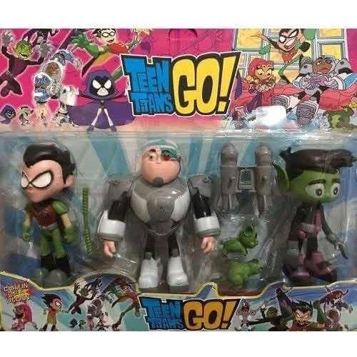 Mini Bonecos Teen Titans Go (Os Jovens Titãs): 3-Pack (Sortido