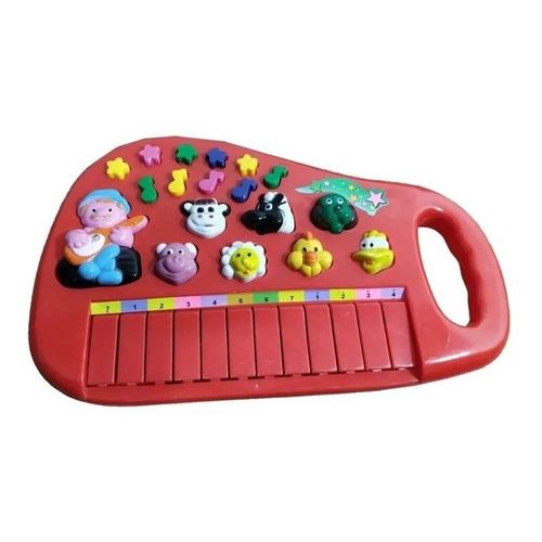 Teclado Piano Infantil Som Animais Da Fazenda Brinquedo vermelho