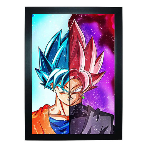 Kit 3 quadros vertical dbz super goku ssj blue