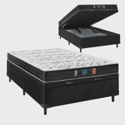 Cama Box Casal Baú Colchão de Espuma Semi Ortopédico Extra Firme Resistente Cinza 138x188x52cm Supor Menor preço em Cama Box Casal Baú Colchão de Espuma Semi Ortopédico Extra Firme Resistente Cinza 138x188x52cm Supor