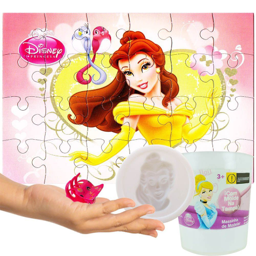 3 Revistas Princesas Disney Colorir Brincar + Lápis Massinha