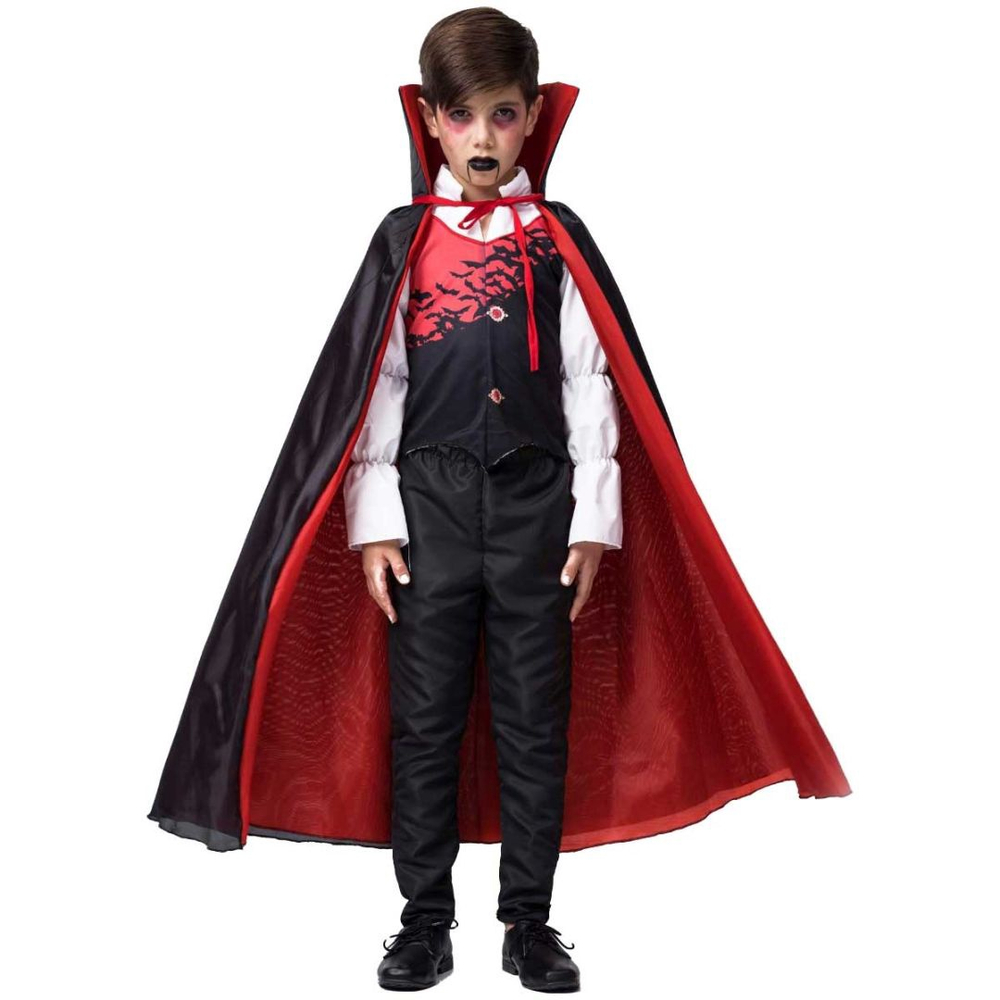 Fantasia Halloween Infantil Vampiro Completo Menino Conde Drácula com  Sangue e Dentadura Dia das Bruxas em Promoção na Americanas