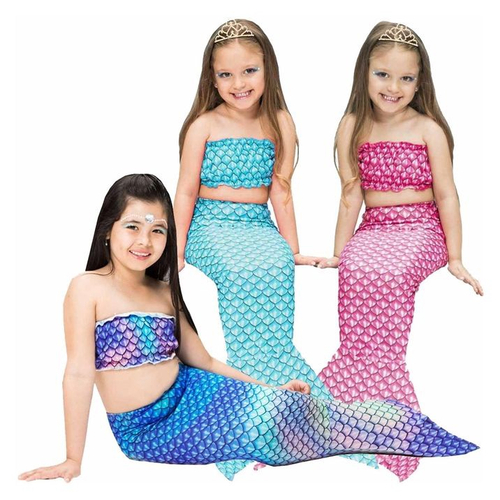 Conjunto Infantil Sereia com Cauda - Tam 1 a 5 Anos Azul