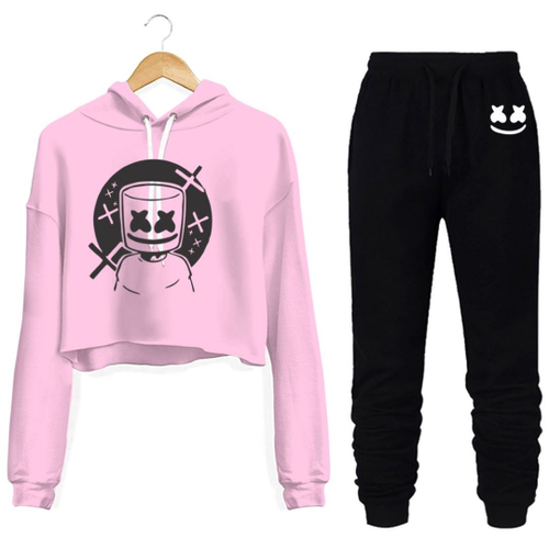 brown moletom com capuz and sweatpants set