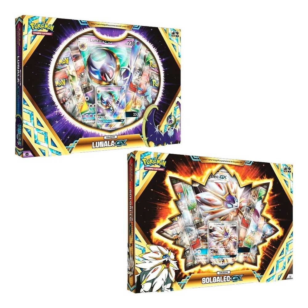 Kit Box Pokémon Solgaleo Gx Lunala Gx Polteageit V Copag + Brinde em  Promoção na Americanas