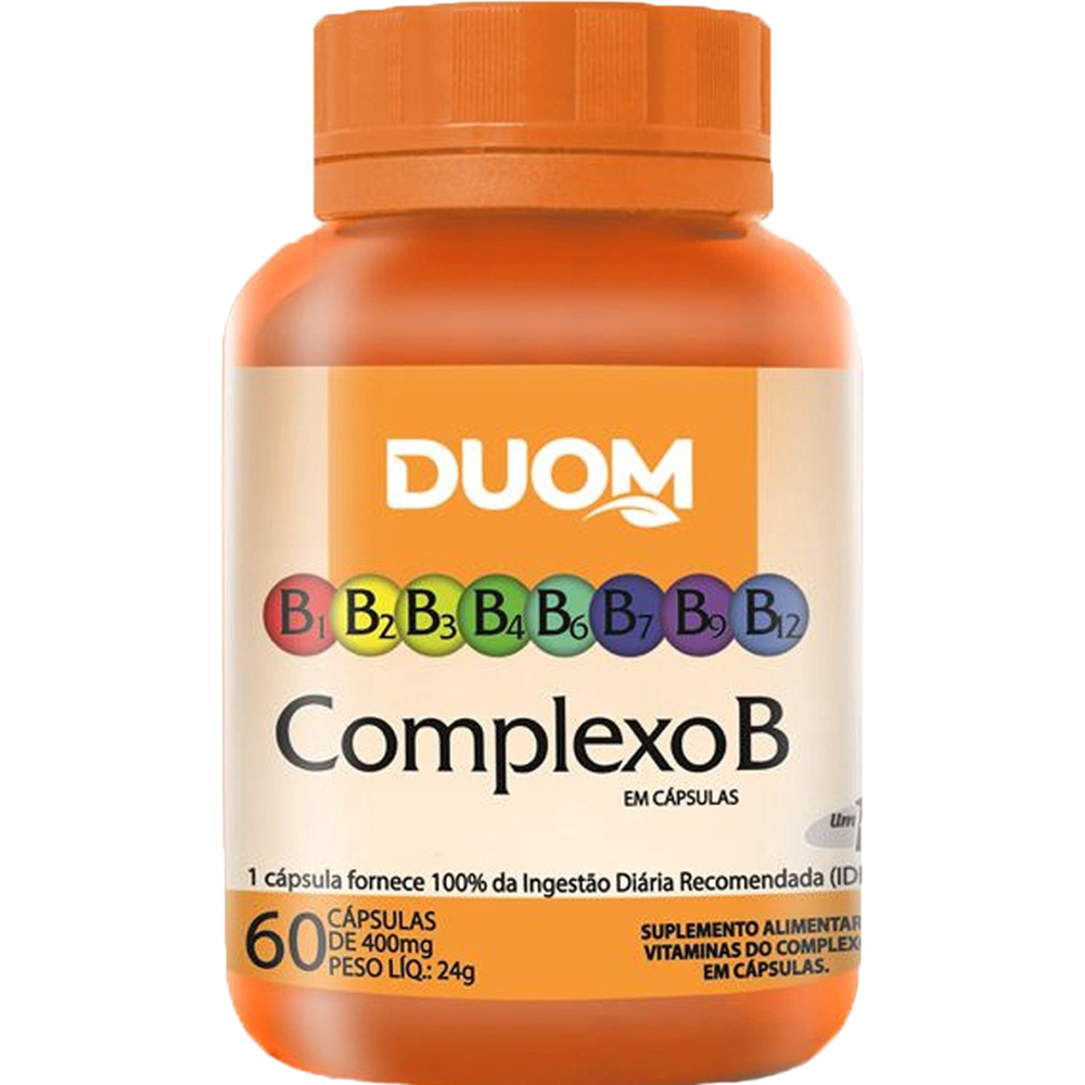 Vitaminas Complexo B B1 B2 B3 B5 B6 B7 B9 B12 60 Cápsulas 400mg