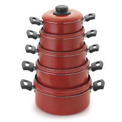 Conjunto de Caçarolas Antiaderente Vermelho 5 pçs Alumínio Nacional Menor preço em Conjunto de Caçarolas Antiaderente Vermelho 5 pçs Alumínio Nacional