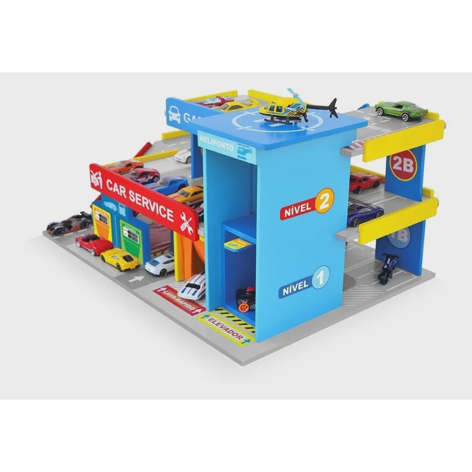 Pista Carros 38Peças Madeira PlanToys