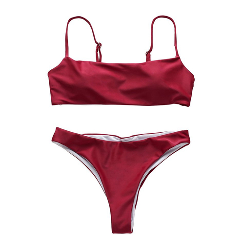 Europeus E Americanos Dividir Strap V Neck Solid Color Bikini Swimsuit F Em Promocao Ofertas Na Americanas