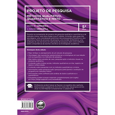 Livro - Projeto De Pesquisa: Métodos Qualitativo, Quantitativo E Misto ...