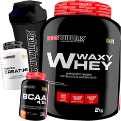 Kit Whey Protein 2kg + Bcaa + Creatina + Coqueteleira Menor preço em Kit Whey Protein 2kg + Bcaa + Creatina + Coqueteleira